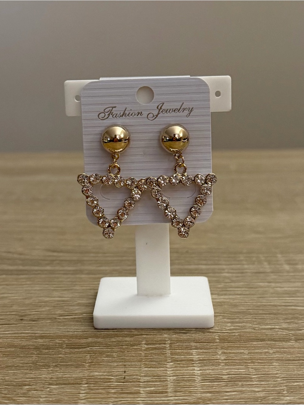 Gold Tone Rhinestone Triangle Dangle Earrings NWT